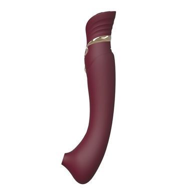 Смартвібратор 3в1 Zalo &mdash; Queen Wine Red, пульсівна перлина та вакуум, кристал Swarovski