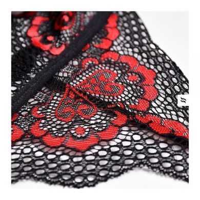Боді Obsessive Megies з стрепами, що перехрещуються, чорно-червоний, L/XL