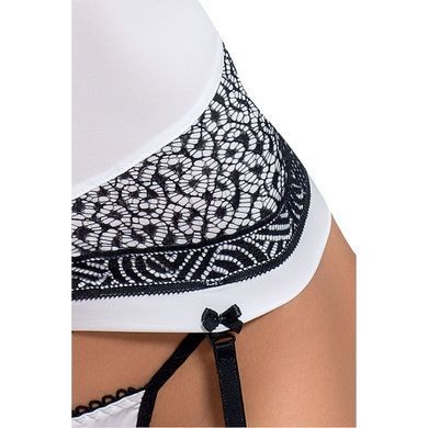 (SALE) Корсет с пажами SUELO CORSET white L/XL - Passion Exclusive, трусики, шнуровка, Белый
