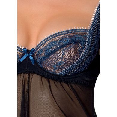 Сорочка беби долл прозрачная GISELE CHEMISE black S/M - Passion Exclusive, трусики, Черный