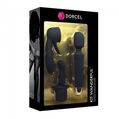 Мінівібромасажер Dorcel Kit Wanderful з насадками (анальна і вагінальна), водонепроникний, Черный