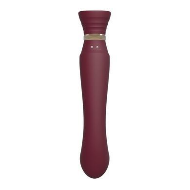 Смартвібратор 3в1 Zalo &mdash; Queen Wine Red, пульсівна перлина та вакуум, кристал Swarovski
