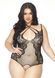 Leg Avenue Net and lace crotchless teddy Black 1X-2X