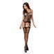Бодістокінг Passion BS050 black, комбінезон, імітація панчох і пояса, Черный
