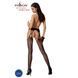 Эротические колготки-бодистокинг Passion S002 black, имитация кружевных чулок и пояса, Черный