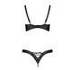 Комплект з екошкіри CELINE BIKINI black S/M &mdash; Passion: відкритий бра зі стрічками, стрінги зі шнурів