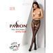 Эротические колготки-бодистокинг Passion S015 black, имитация чулок в сеточку и трусиков с доступом, Черный