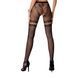 Эротические колготки-бодистокинг Passion S015 black, имитация чулок в сеточку и трусиков с доступом, Черный