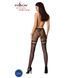 Эротические колготки-бодистокинг Passion S015 black, имитация чулок в сеточку и трусиков с доступом, Черный