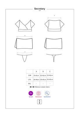 Нав'язливий секретарський костюм 5 шт. Чорний L/XL