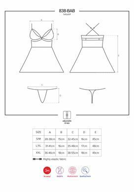 Нав'язливий 838-bab-1 babydoll & thong black l/xl