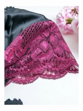 Халат Obsessive 842-PEI-1 S/M черный-розовый