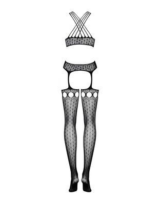Бодистокинг Obsessive Bodystocking G313 S/M/L, шнуровка, геометрический декор
