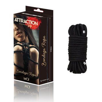 Мотузка для BDSM BTB Bondage Rope Black, довжина 10 м, діаметр 65 мм, поліестер