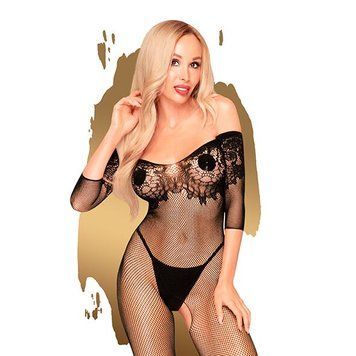 Бодістокінг з імітацією ліфа Penthouse - High Profile Black XL, Черный