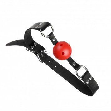 F61402 Кляп&nbsp;из экокожи Loveshop BREATHABLE BALL GAG BLACK/RED