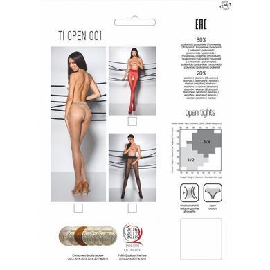 Еротичні колготки TIOPEN 001 nero 1/2 (20 den) - Passion, з вирізом і мереживом на поясі, Черный