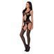 Бодістокінг Passion BS057 black, комбінезон, імітація панчох і пояса, Черный
