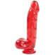 Фаллоимитатор Doc Johnson Jelly Jewels Cock & Balls Red, диаметр 3,6см, антибактериальный ПВХ, Красный