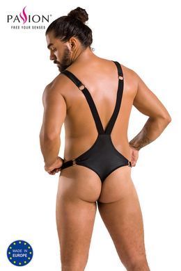 Мужское боди с люверсами Passion Harry XXL/XXXL, экокожа, черное, на лямках
