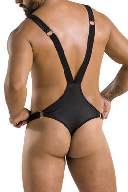 Мужское боди с люверсами Passion Harry XXL/XXXL, экокожа, черное, на лямках