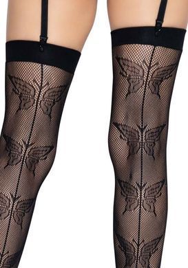 Leg Avenue butterfly backseam thigh highs Black O/S