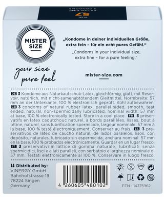 Презервативи Mister Size - pure feel - 57 (3 condoms), товщина 0,05 мм