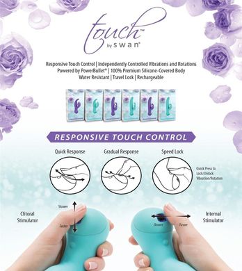 Вібратор-кролик з сенсорним управлінням і ротацією Touch by SWAN - Duo Purple, глибока вібрація, Фиолетовый