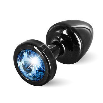 Анальний корок з каменем Diogol - Anni Butt Plug Round 25 mm Black & Blue
