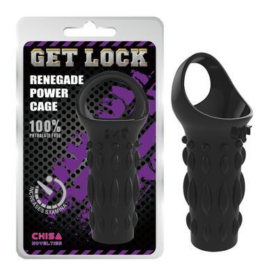 Насадка з кільцем для мошонки Chisa Get&nbsp;Lock Renegade Power Cage, чорна
