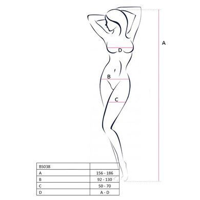 Бодистокинг Passion BS038 black, комбинезон, имитация чулок и пояса, Черный