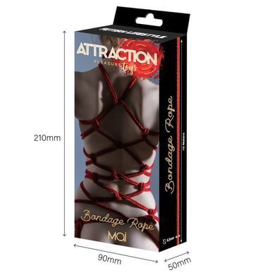 Мотузка для BDSM BTB Bondage Rope Red, довжина 10 м, діаметр 65 мм, поліестер