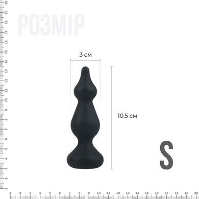 Анальна пробка Adrien Lastic Amuse Mini Black (S) з двома переходами, макс. діаметр 3 см, Черный