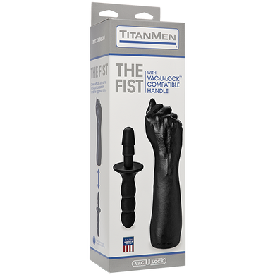 Кулак для фістинга Doc Johnson Titanmen The Fist with Vac-U-Lock Compatible Handle, діаметр 7,6 см, Черный