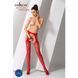 Эротические колготки-бодистокинг Passion S024 red, имитация соблазнительных чулочков и пояса, Красный