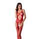 Бодістокінг Passion BS057 red, комбінезон, імітація панчох і пояса, Червоний