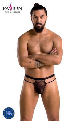 Мужские прозрачные стринги Passion Thong Collin L/XL, черные, сетка