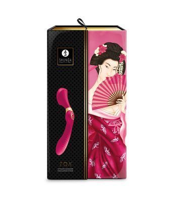 Вибромассажер Shunga Zoa Raspberry, двусторонний, Малиновый