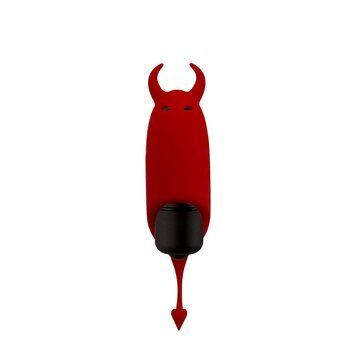 Вибропуля Adrien Lastic Pocket Vibe Devol с хвостиком и рожками, Красный