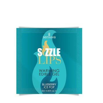 Пробник массажного геля Sensuva &mdash; Sizzle Lips Blueberry Ice Pop (6 мл), без сахара, съедобный