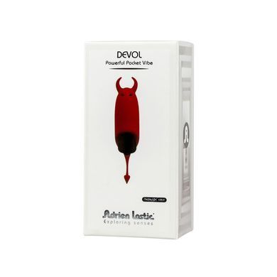 Вибропуля Adrien Lastic Pocket Vibe Devol с хвостиком и рожками, Красный