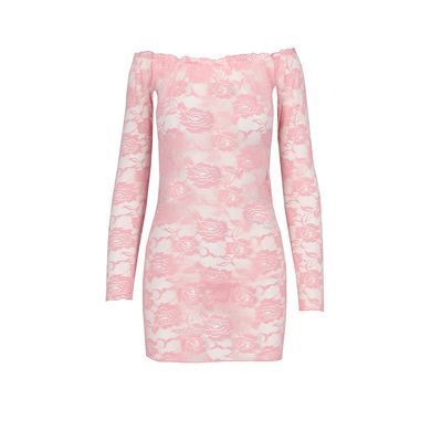 Прозрачная сорочка с длинным рукавом YOLANDA CHEMISE pink S/M - Passion, трусики, Розовый