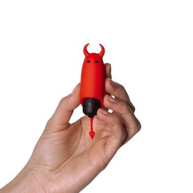 Вибропуля Adrien Lastic Pocket Vibe Devol с хвостиком и рожками, Красный