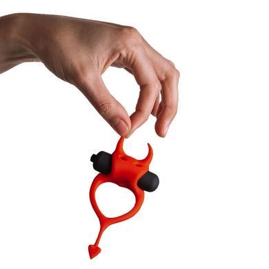 Ерекційне кільце у вигляді диявола Adrien Lastic Devol Cock Ring з вібрацією, червоне, Червоний
