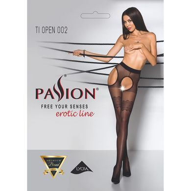 Эротические колготки TIOPEN 002 nero 1/2 (20 den) - Passion, имитация чулок и пояса, Черный