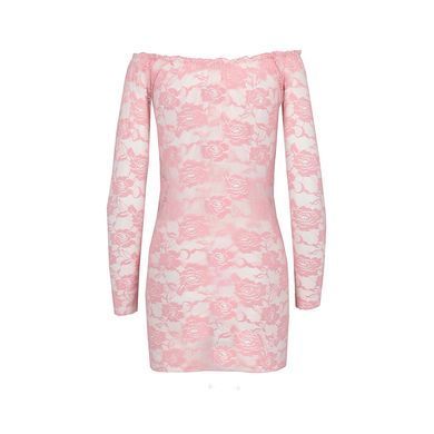 Прозрачная сорочка с длинным рукавом YOLANDA CHEMISE pink S/M - Passion, трусики, Розовый
