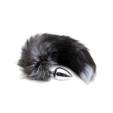 Металева анальна пробка Лисячий хвіст Alive Black And White Fox Tail L