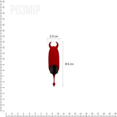 Вибропуля Adrien Lastic Pocket Vibe Devol с хвостиком и рожками, Красный
