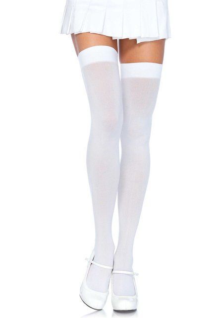 Leg Avenue Nylon Thigh Highs + PLUS SI White