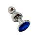 Металева анальна пробка Wooomy Lollypop Double Ball Metal Plug Blue L діаметр 3,5 см, довжина 10,5см